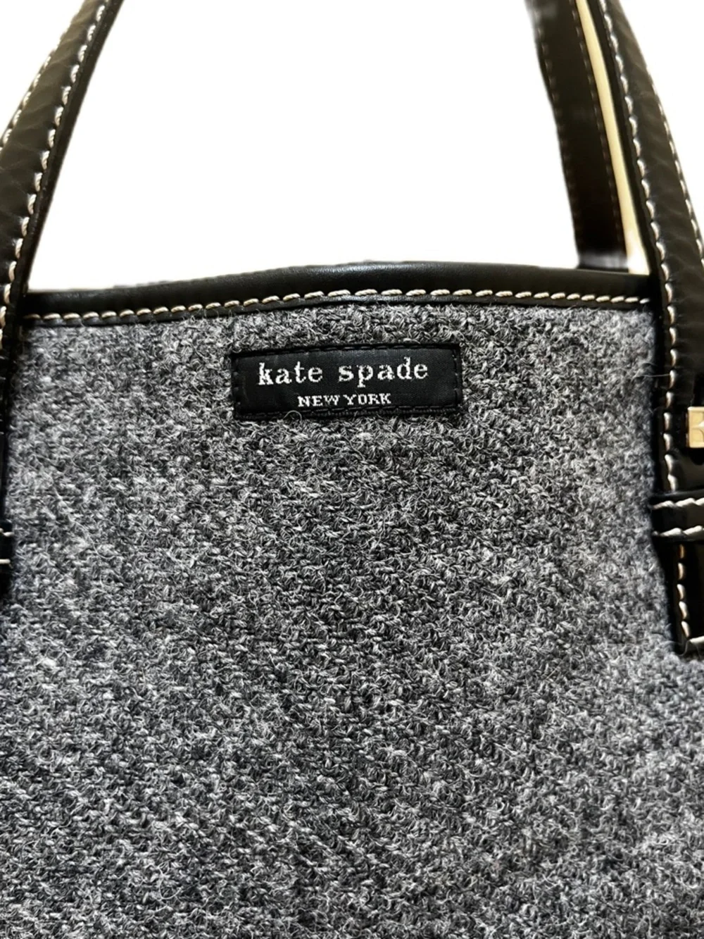 Kate Spade Vintage Wool Grey Patchwork Tote - Picture 3 of 16